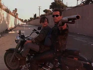 Terminator and jhon on the bike