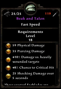 Beak and talon