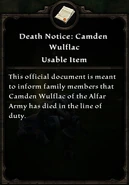 Camden Death Notice