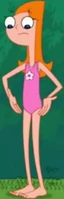 Candace in a pink swimsuit