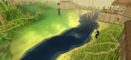 A player fishing in Shilo Village