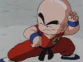 Krillin strikes a fighting pose