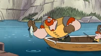 S1e2 muscular father holding fish