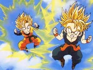 Trunks ssj y goten ssj volando