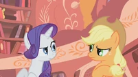 Rarity and Applejack after clinging again S01E08