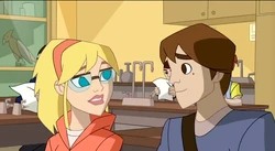 Gwen talks to Peter in class
