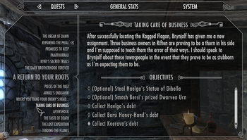 Quests (Skyrim) Interface