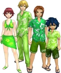 Marcus Damon, Thomas H. Norstein, Yoshino "Yoshi" Fujieda, and Keenan Crier (Green Vacation Clothes) dm