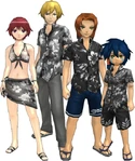 Marcus Damon, Thomas H. Norstein, Yoshino "Yoshi" Fujieda, and Keenan Crier (Black Vacation Clothes) dm