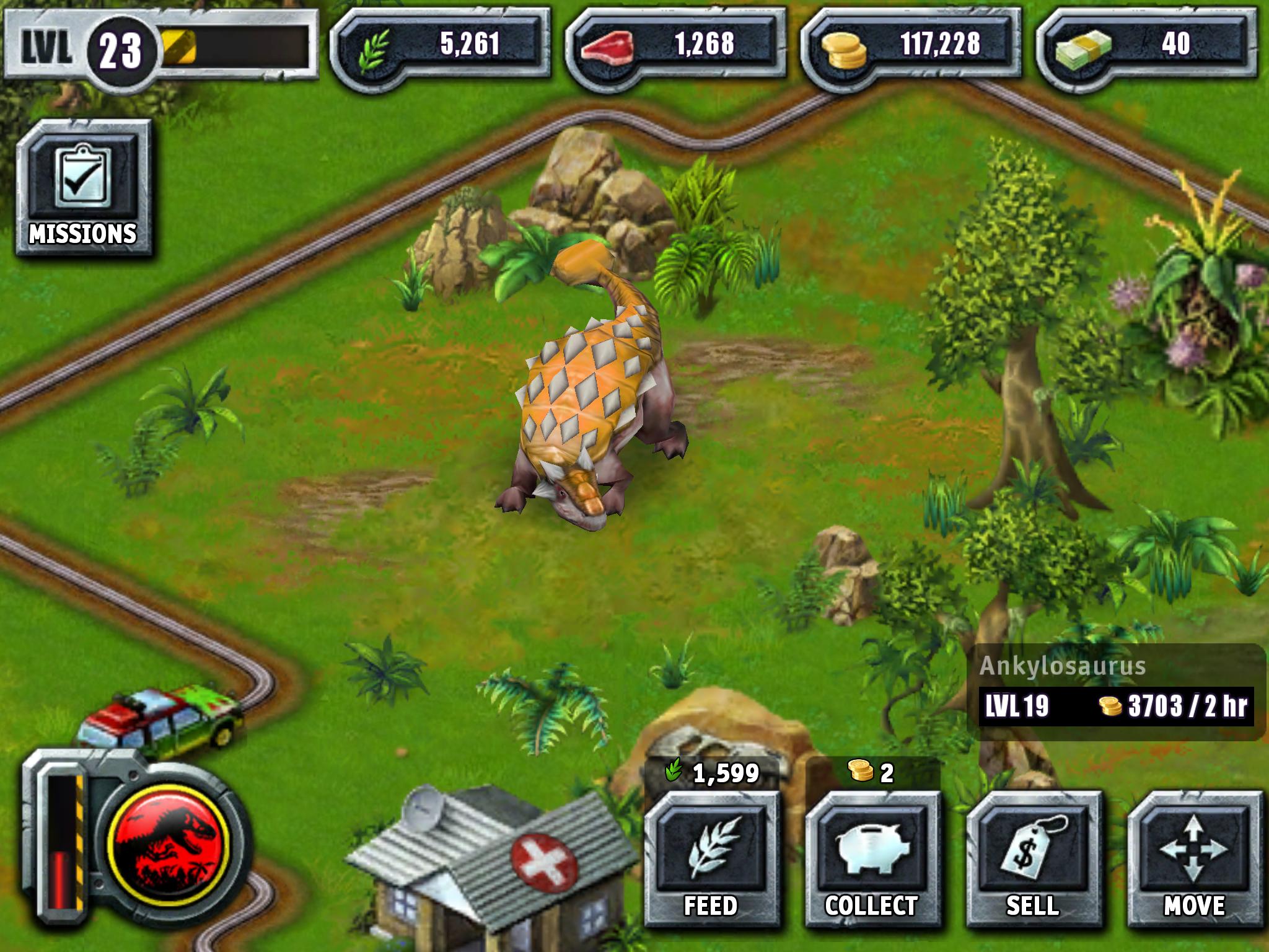 jurassic park builder ankylosaurus