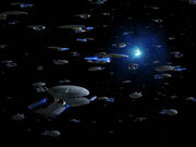 USS Enterprise-D convention near a quantum fissure