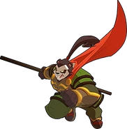 Chen leaping with red cape