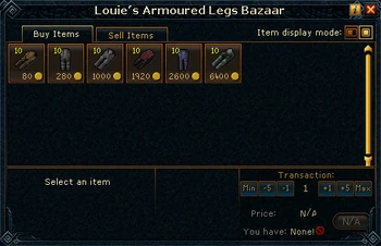 Louie's Armoured Legs Bazaar stock