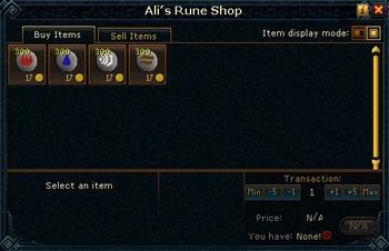 Ali's Rune Shop (Elemental Runes) stock