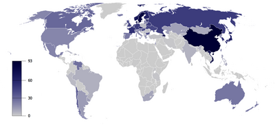 Percent of people who are irreligious
