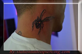 Black widow spider tattoo 3d