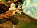 Aang testing his airbending on the lion turtle.png