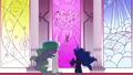 Celestia and Luna looking at the window depicting Shining Armor and Princess Cadance S3E01.png