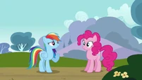Rainbow flies in front of Pinkie S3E3