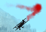 Stuntplane humo rojo