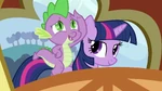 Spike on Twilight's back S3E2
