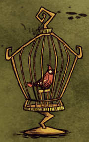 Redbird in bird cage
