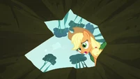 Applejack sees Scootaloo inside the hole S3E06