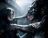 Selene battles a lycan guard of the monastery