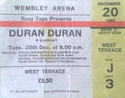 Wembley Arena, London (UK) - 20 December 1983 wikipedia ticket stub duran duran tour