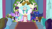 Celestia, Luna, and Cadance in coronation attire S03E13