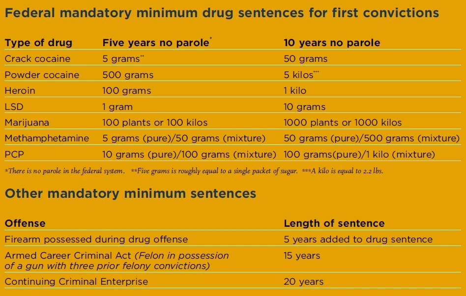 Federal mandatory minimum drug sentences