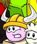 Pink puffle viking helmet