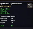 Crystalized aqueous mitts