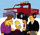 Homer escavadeira, um homem da neve