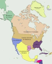 Map showing CSA and USA boundaries following the War of Secession.