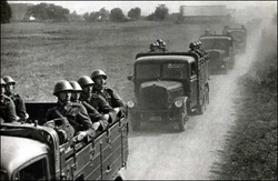 Soldiers of the 14. divize “Fibich” on their way towards Příbam na Moravě, October 21.