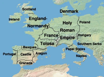 Map of Western Europe in 1350.