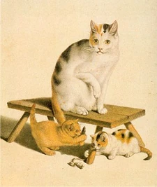 Cats, watercolour by Gottfried Mind, an Autistic savant