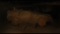 The DeLorean inside the mine