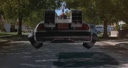 The barcode license plate on the rear of the DeLorean time machine.