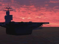 A GDI aircraft carrier in the Mediterranean sea, early 1995.