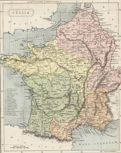 A middle-age era map of France.