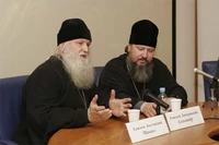 Bishop-representatives of HH Patriarch Ioannis IV reason with delegates from The Legion at a roundtable conference in Esphigmenou