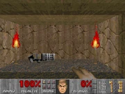 The player can obtain a chaingun at the start of MAP29: The Living End.