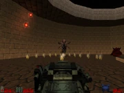The Mother Demon is only fought once in Doom 64, on MAP28: The Absolution. This screenshot is taken from the Doom 64 TC for technical reasons.