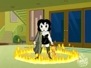 Toot protects her baby with a circle of fire.