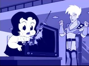 Toot eating a TV in "The Other Cousin".