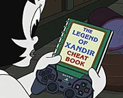 Toot finds Xandir's cheat book.