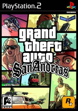 La carátula de Grand Theft Auto: San Andreas para PlayStation 2.