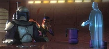 Darth Tyranus le hace una propuesta a Jango.